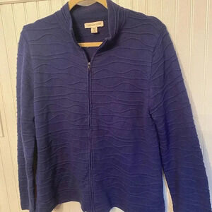 Coldwater Creek wavy textured zip up sweater